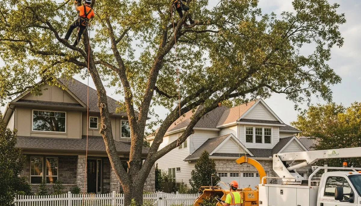 Arborists trimming maple tree branches in Redmond, WA for Chop Chop Tree’s professional tree service